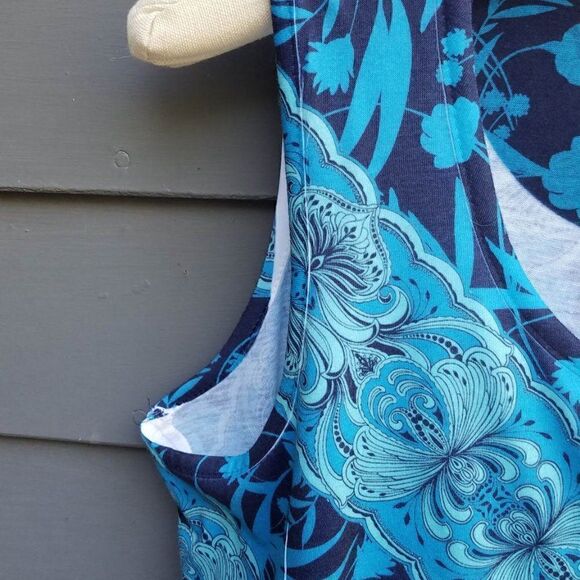 Coldwater Creek Blue Floral Layered Top size Large (14) - Picture 4 of 7